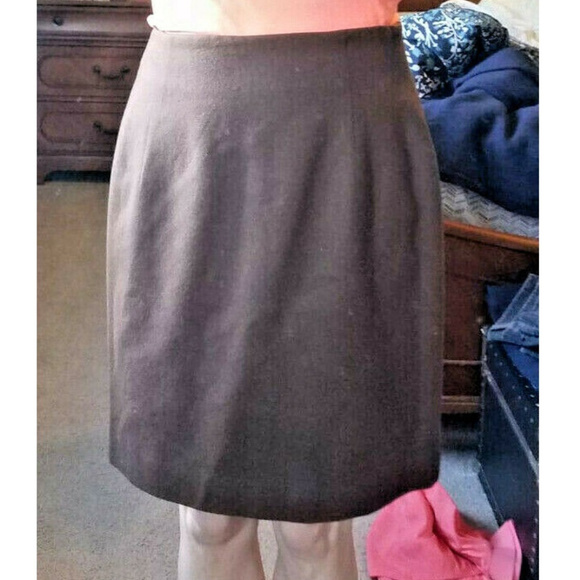 Pencil Skirt, Brown, Wool Flannel Lined - Picture 4 of 5